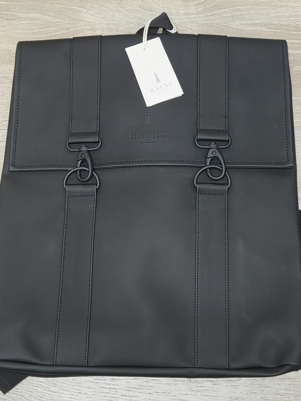 Rains MSN Bag Backpack Black Waterproof Laptop Unisex 15” - NWT